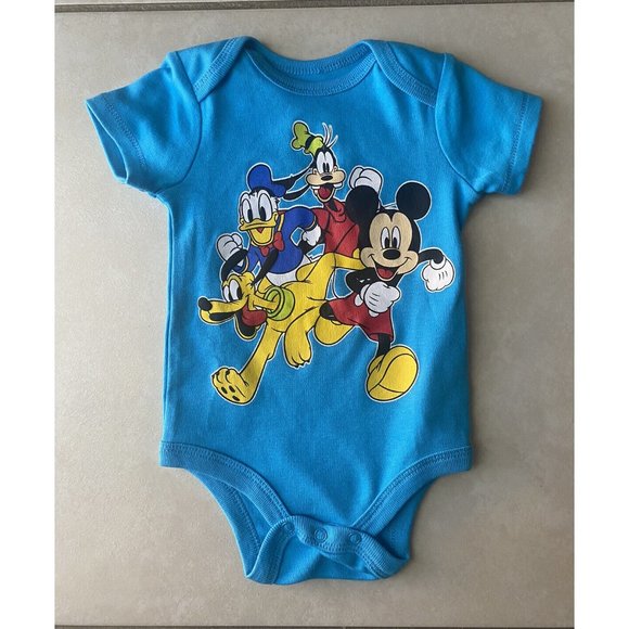 Disney One Pieces Disney Baby Mickey And Friends Blue Bodysuit Size 36 Months Baby Boy
